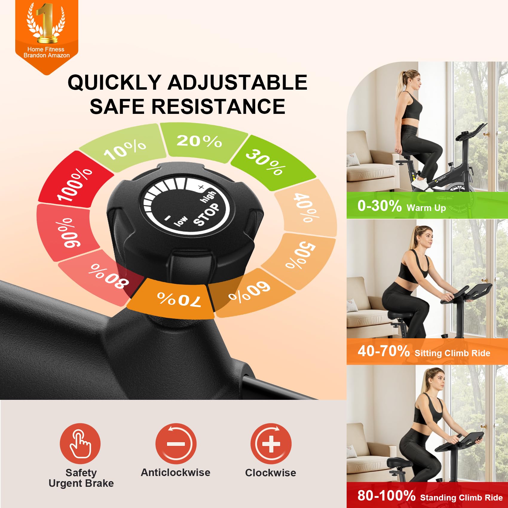 Exercise Bikes for Home,Indoor Cycling Bike with Adjustable Magnetic,Brake Pad Resistance Silent Belt Drive,330lbs Weight Capacity &Upgraded Version Seat for Home Cardio&Weight Loss