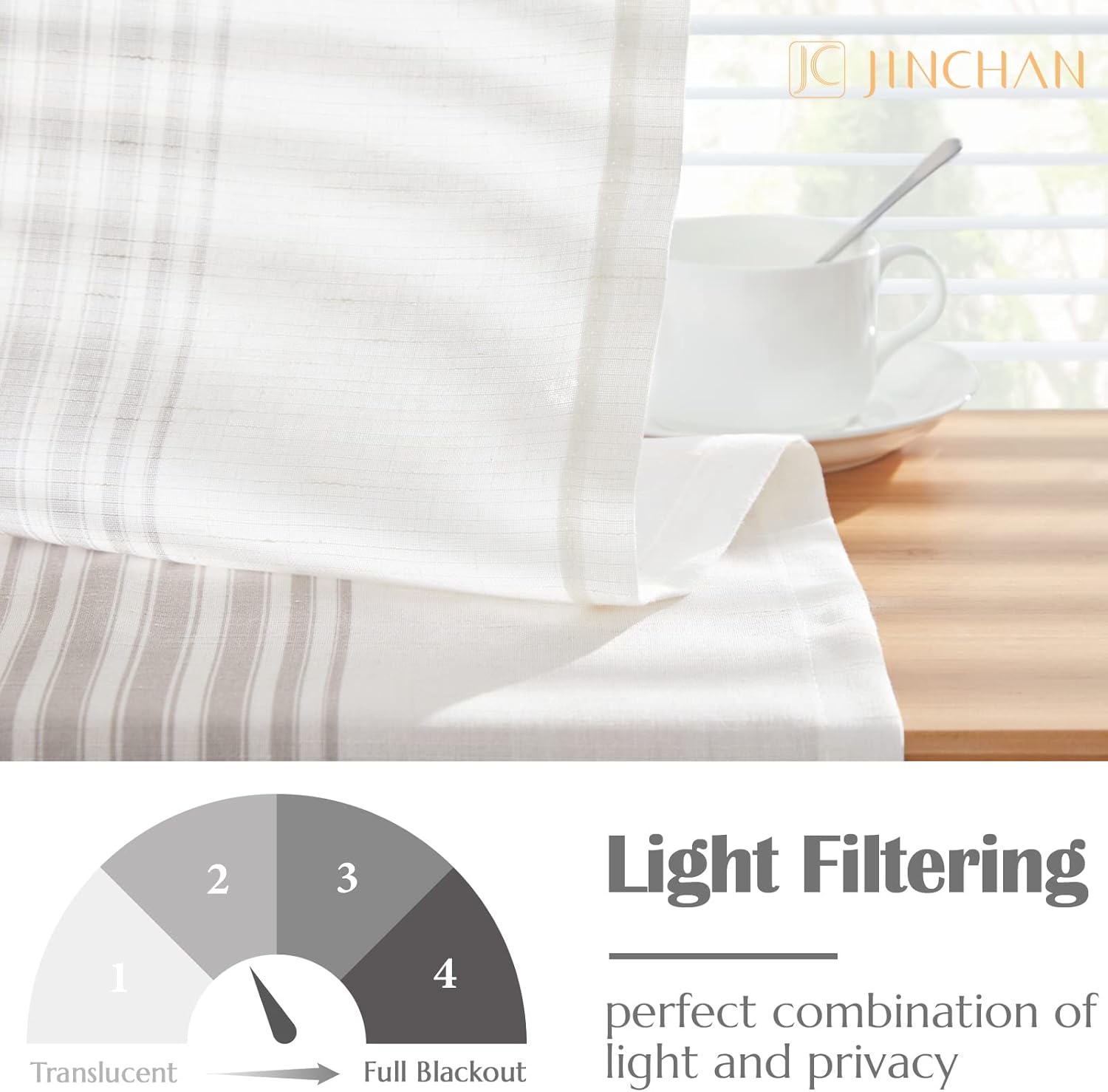 jinchan Striped Linen Valance Curtain 16 Inch Vertical Striped Valance for Kitchen Bathroom Light Filtering Rod Pocket Cottagecore Farmhouse Semi Sheer Short Window Curtain 1 Panel Grey