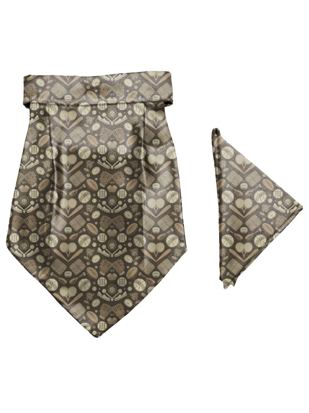 Sporty Design Printed Cravat and Macthing Pocket Square for Men-image-46