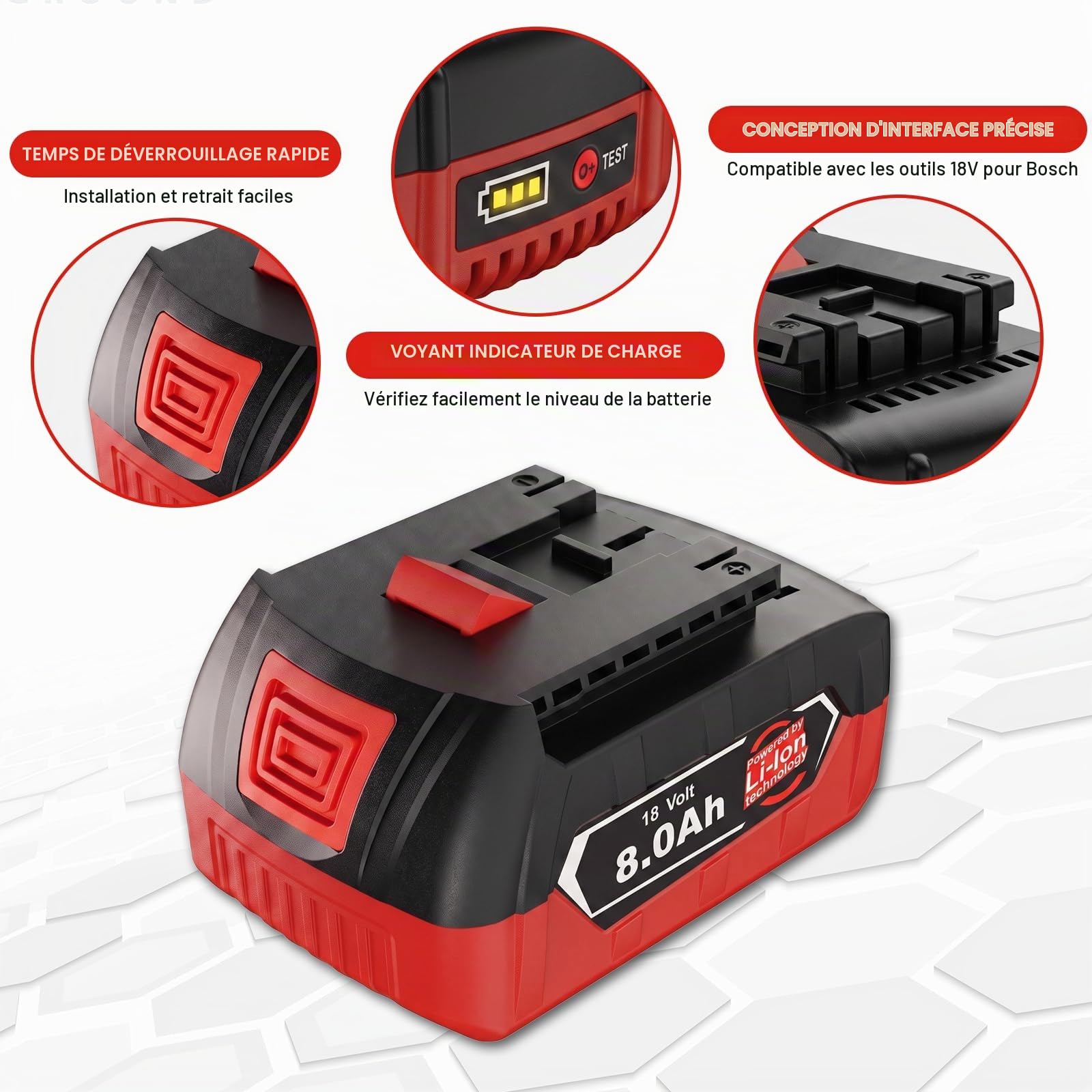 2 X 8000mAh Compatible avec Bosch Professional 18V Système GBA Batterie