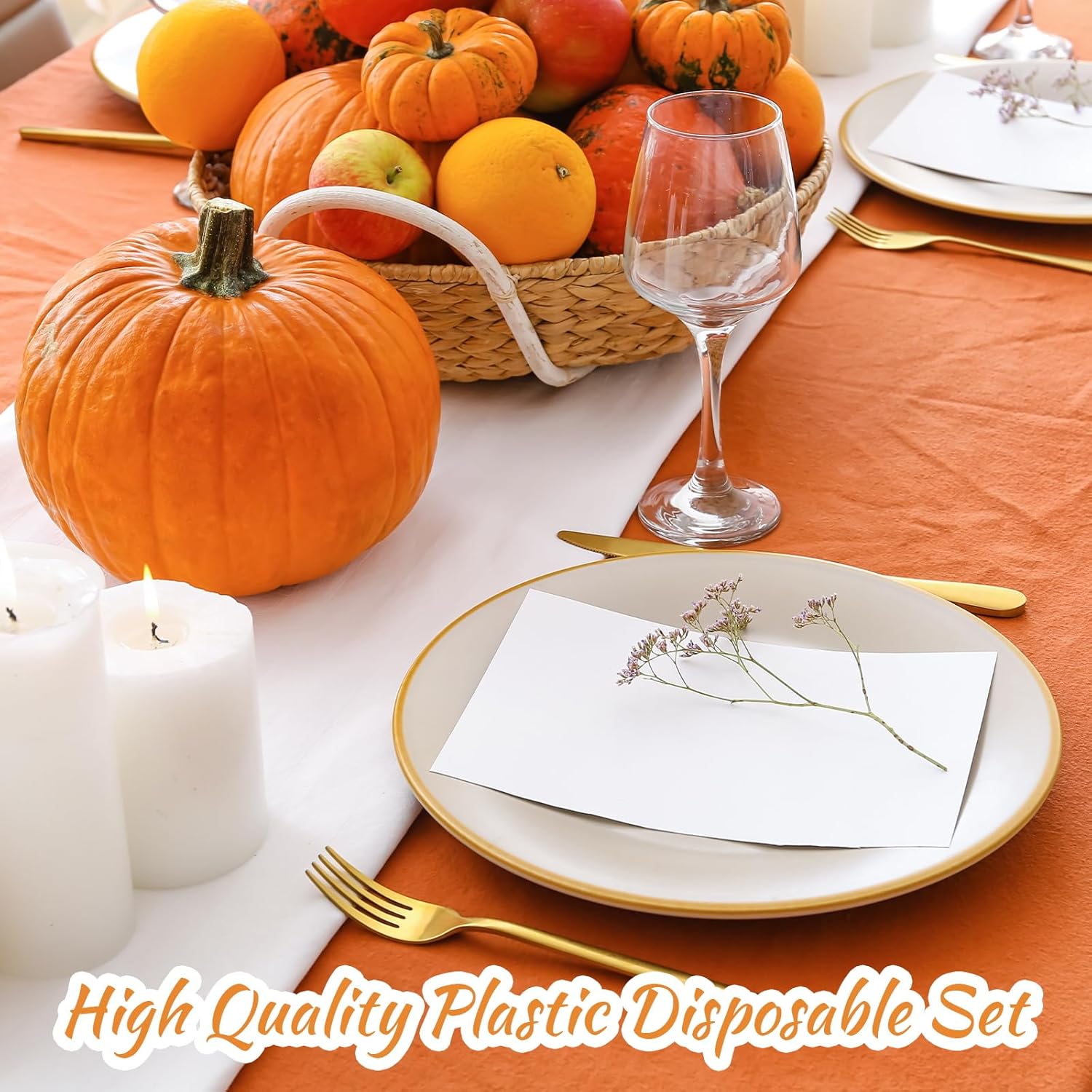 Patelai 24 Pcs Fall Disposable Plastic Tablecloth for Rectangle Tables Autumn Table Cover for Thanksgiving Fall Parties Decorations, 54 x 108 Inch (Orange,Yellow,Brown)