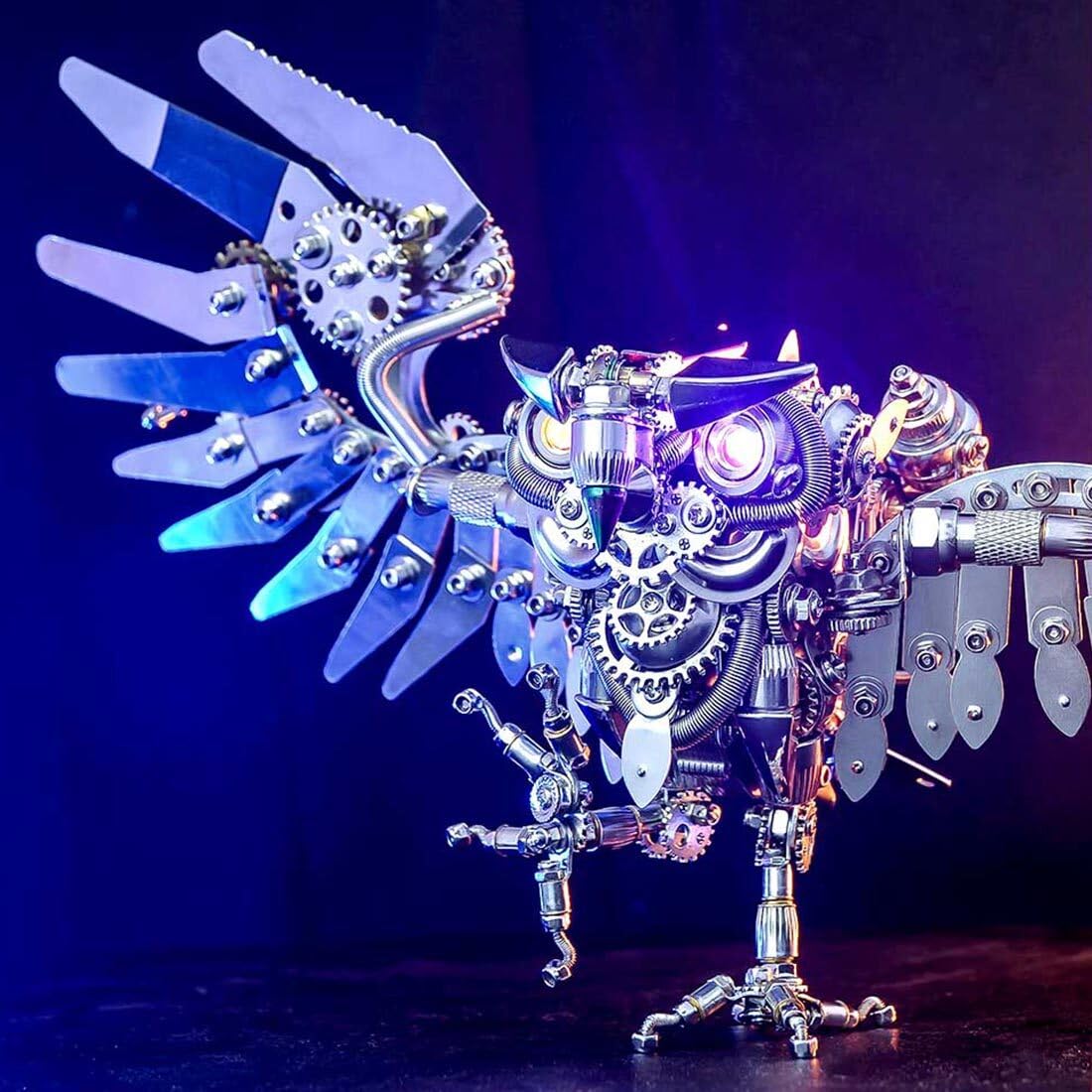 Metalowe puzzle 3D dla dorosłych nocna sowa DIY 3D metalowe modele zestawy 700 szt. mechaniczne modele metalowe, kolorowe, zwierzę, metal, steampunk, upiorne Halloween, dekoracja, prezenty