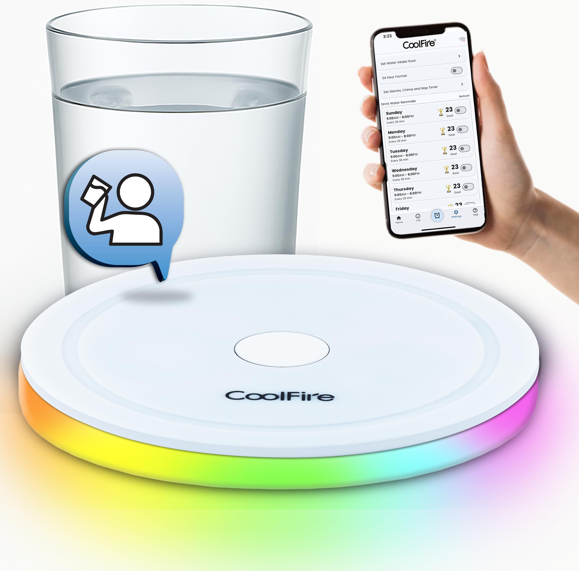 Amazon.com: CoolFire Self-Care Gift – Smart Hydration Reminder