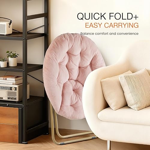 Miniatura 4 de NEWBULIG Cómodas sillas de platillo suaves, lindas, plegables para dormitorio, sala de estar, asiento flexible de lectura, asiento plegable para