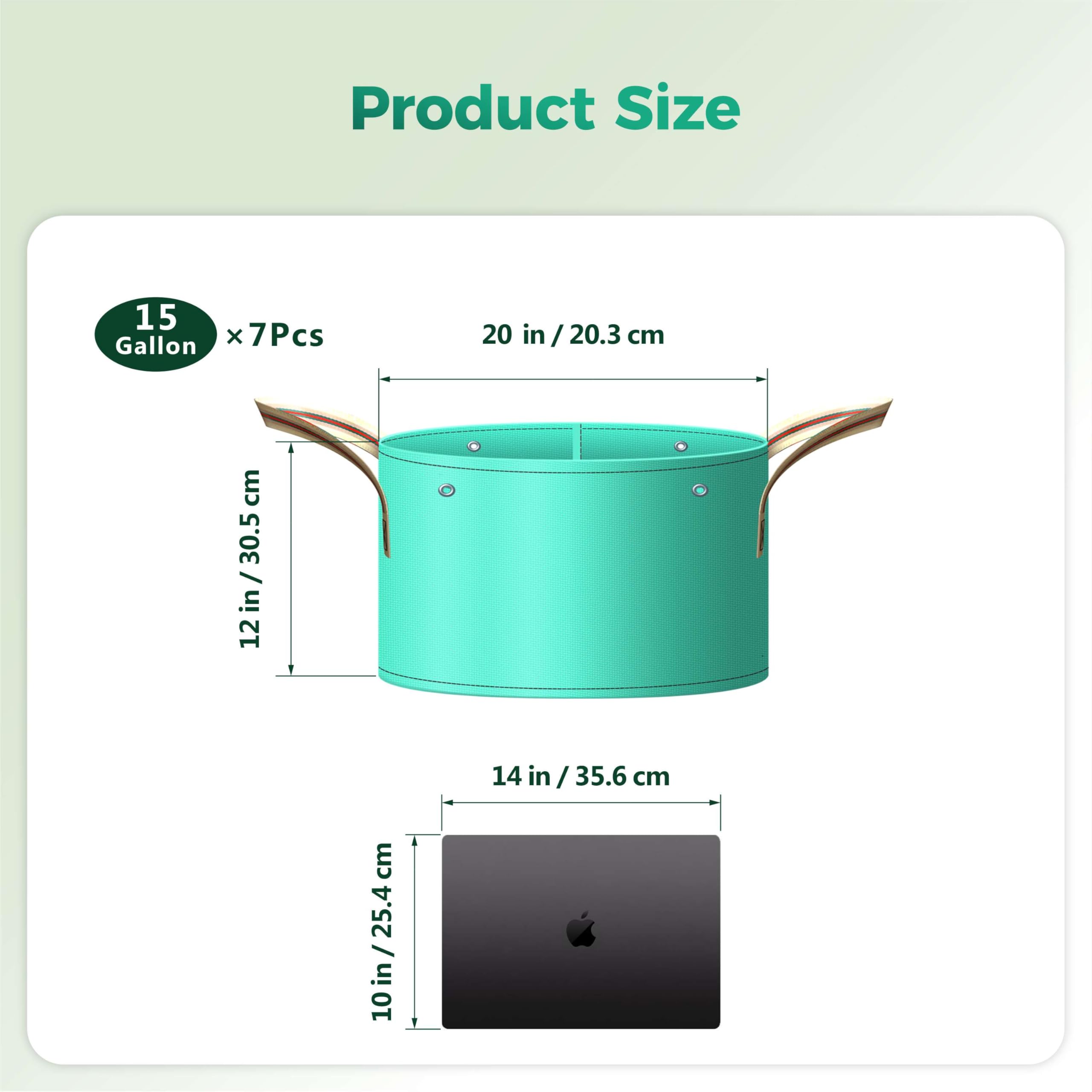 Lot de 7 Sacs de Culture pour Pommes de Terre de 57 litres, Sacs de Plantation PE avec Trous de Liaison et Trous d'écoulement pour légumes, Fraises, Fleurs