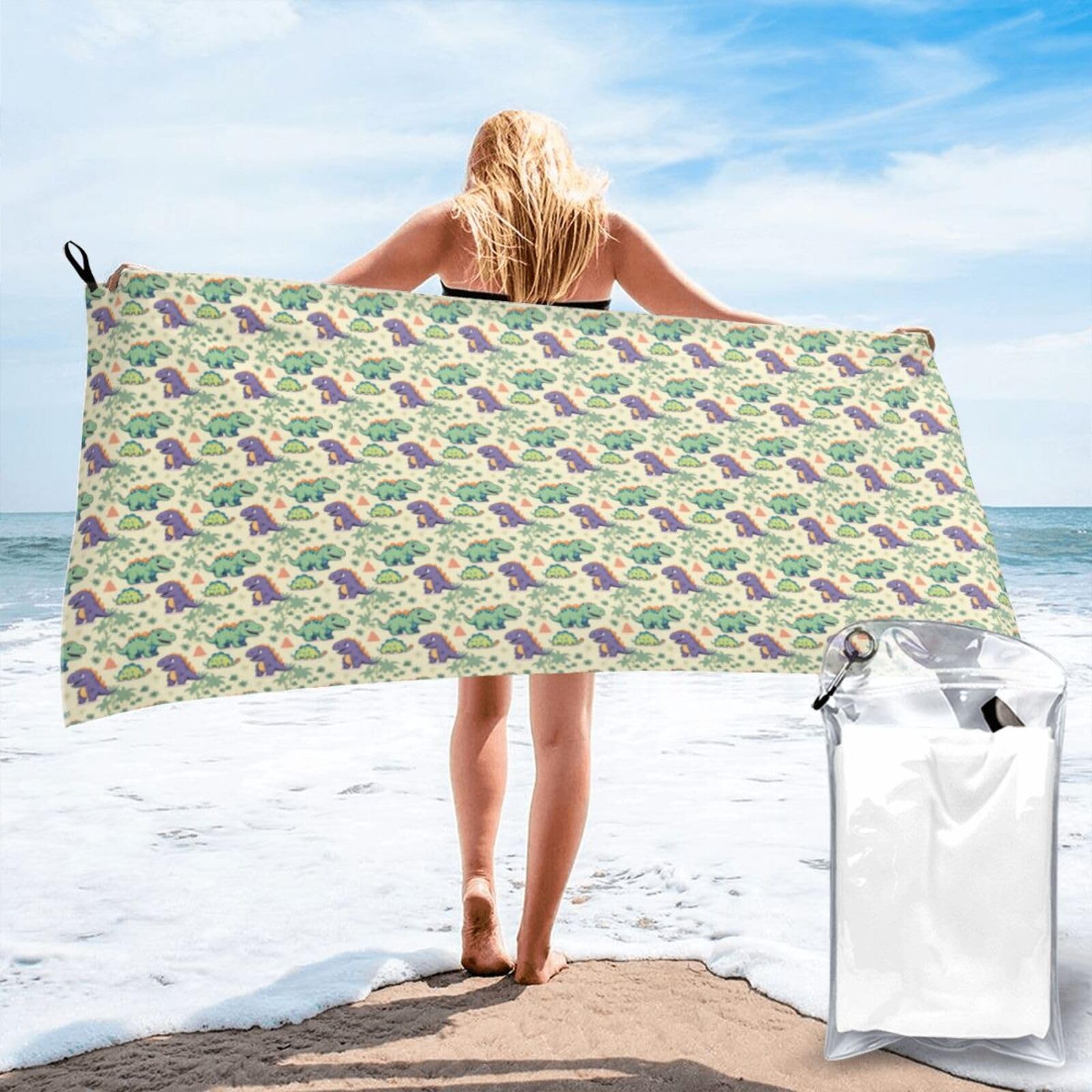 pojknbv Cute Dinosaur Print Travel Gym Towel For Beach Camping Hiking Yoga Lightweight Reusable Versatility