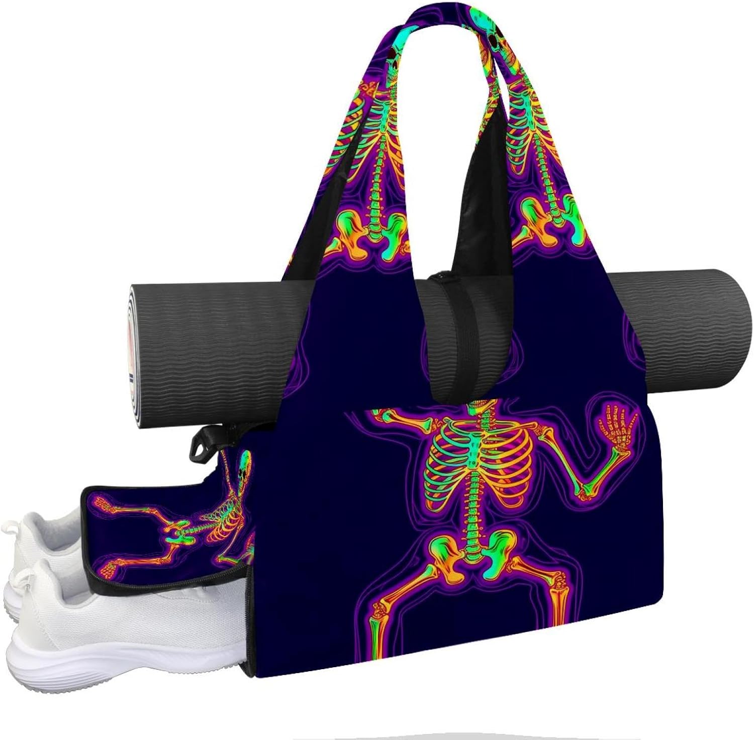 Gym Bag for Women, Nebula Butterfly Yoga Mat Bag with Shoe Compartment, Sport Yoga Gym Bag with Yoga Strap, Carryall Yoga Tote Bag