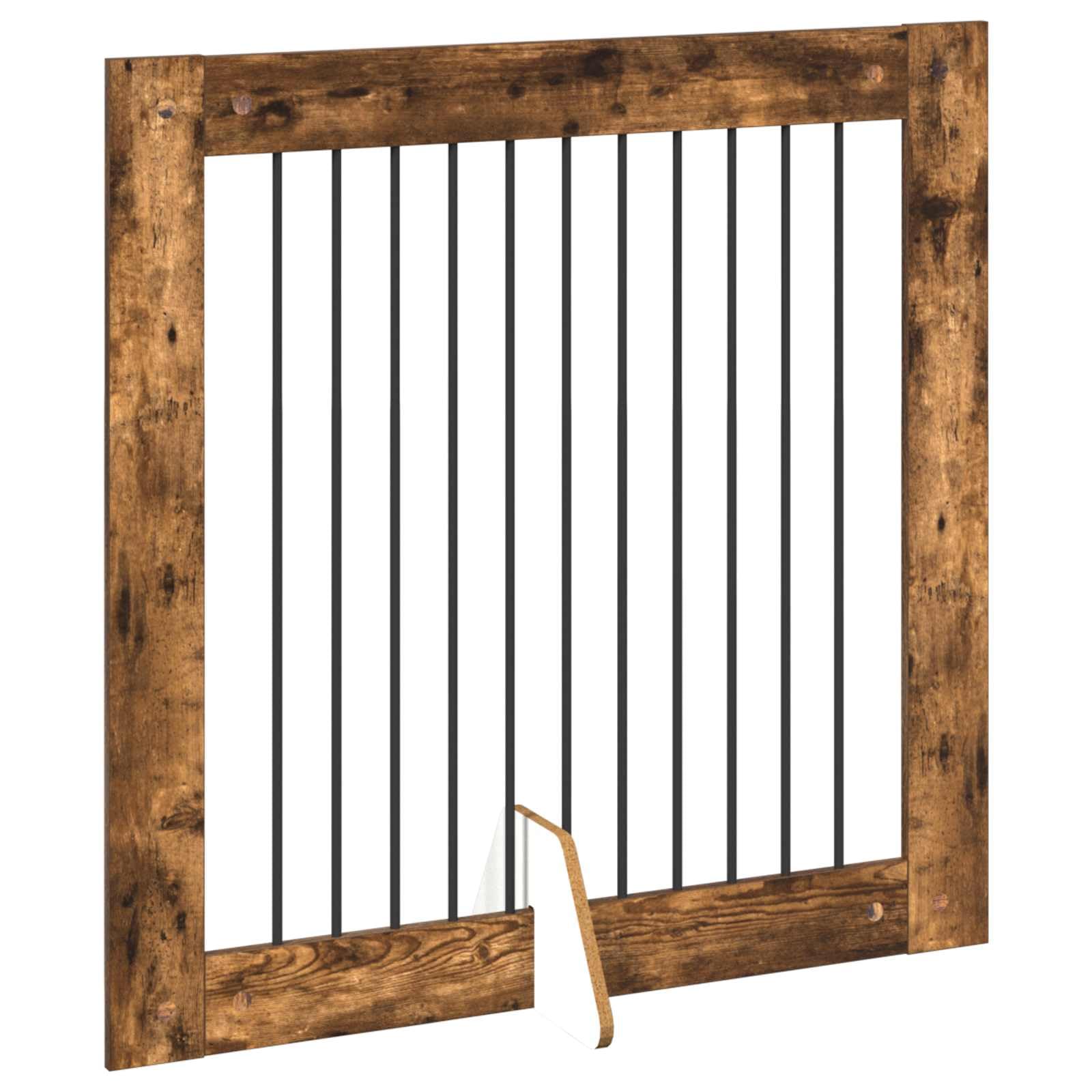 Perrera plegable de metal con soporte, 2 piezas de roble ahumado, protección de seguridad para cachorros y animales pequeños