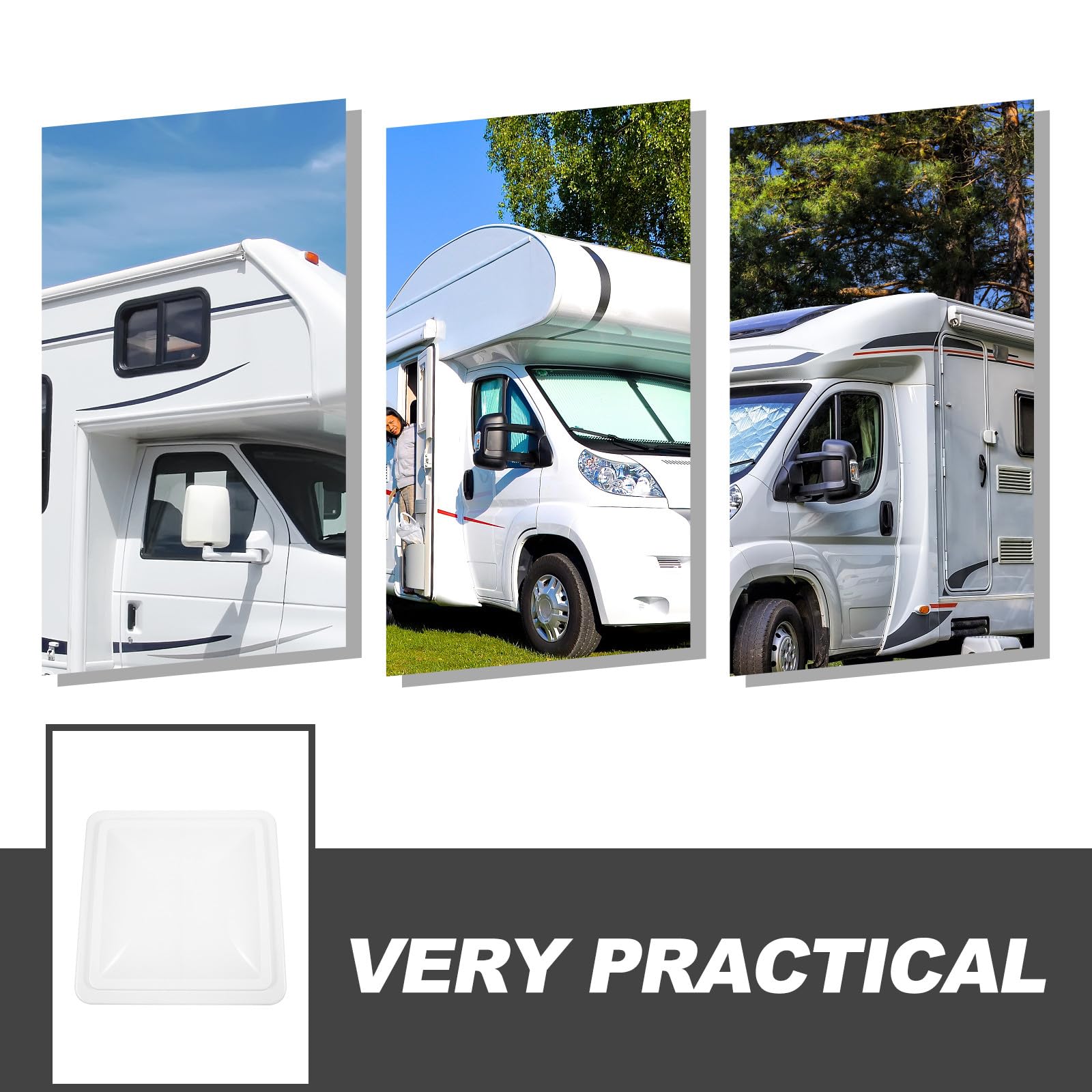 Zerodeko Copertura per Sfiato Camper Bianco in Plastica 14x14 Pollici Isolamento Termico e Installazione Semplice per Ventilazione Bagno Rv Moderna