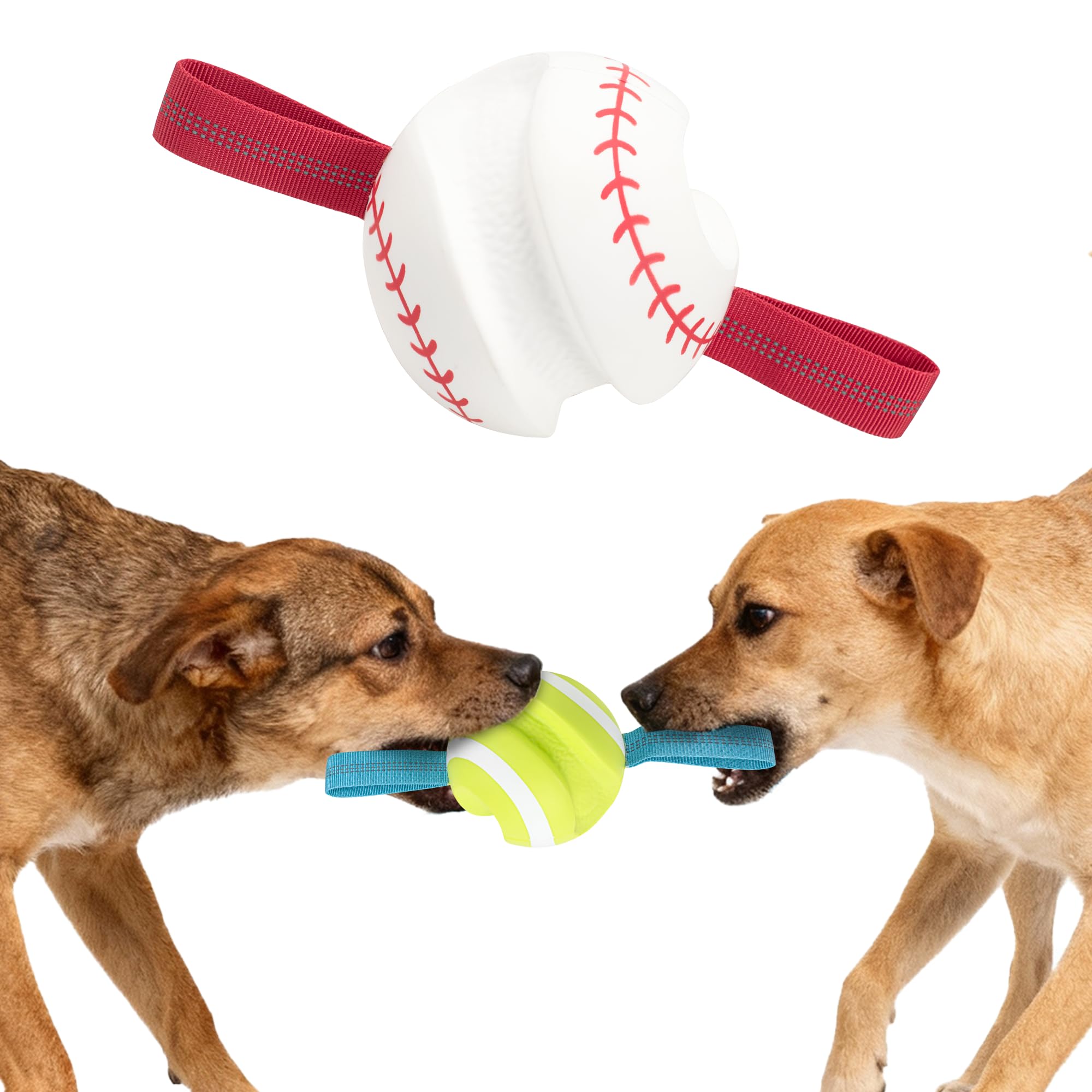 Dog Balls with Straps for Tugging 2 Pcs Interactive Dog Toys Puppy Toys to Keep Them Busy High