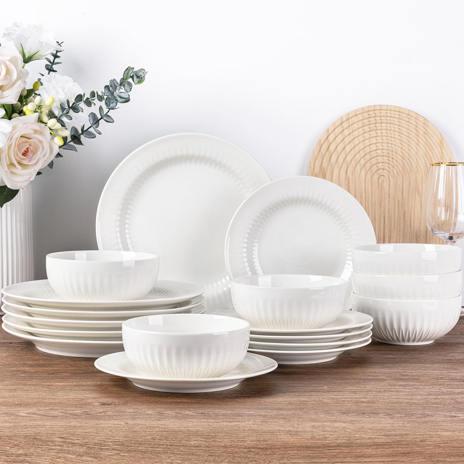 Service De Table 69 Pièces Antioco Porcelaine Blanc Liseré Argent | Leroy Merlin