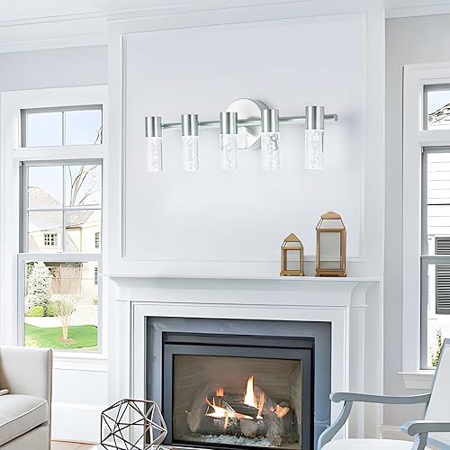 Miniatura 6 de Modernos accesorios de iluminación de baño sobre espejo, 5 luces de tocador, lámpara de pared regulable de 3000-6000 K para baño, espejo, sala de