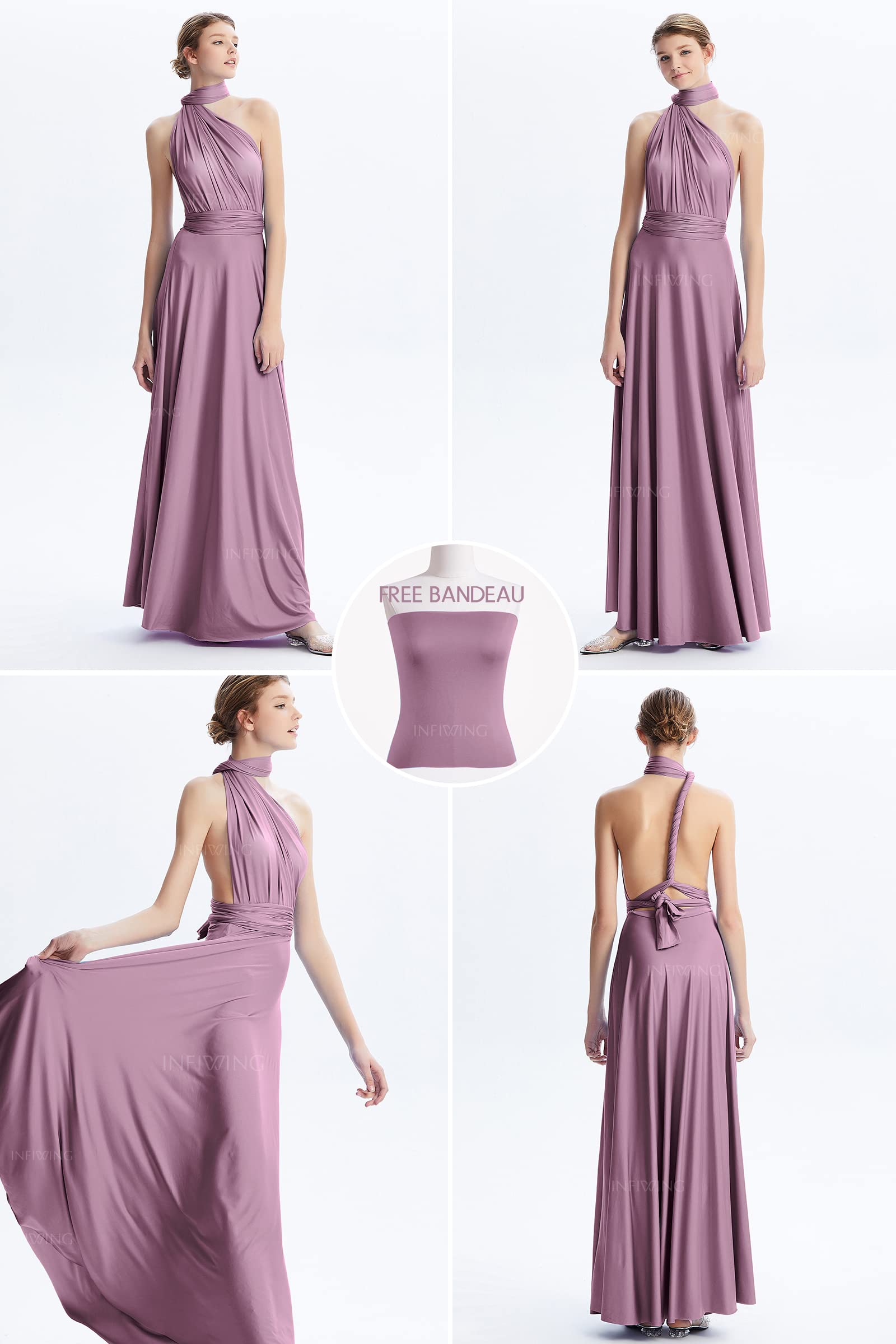 Abito infinito per damigelle d'onore, abito da sposa da donna, abito avvolgente per taglie forti, abito lungo maxi convertibile multiway