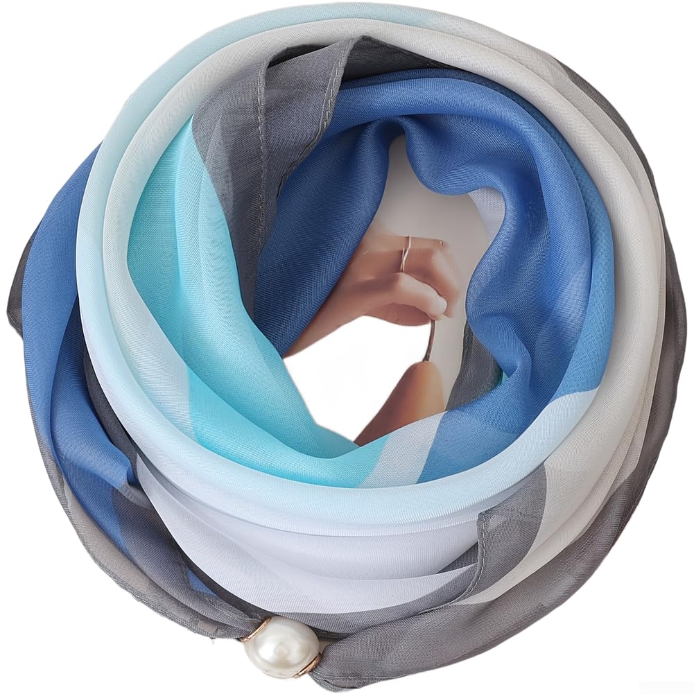 para pañuelo Cuadrado Seda con Collar Perlas Cierre Magnético(3PCS)