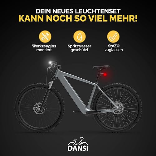 Miniatura 6 de DANSI Luces de bicicleta para montar por la noche, súper brillante con funciones intermitentes. Fácil de instalar conjunto de luces para bicicleta,