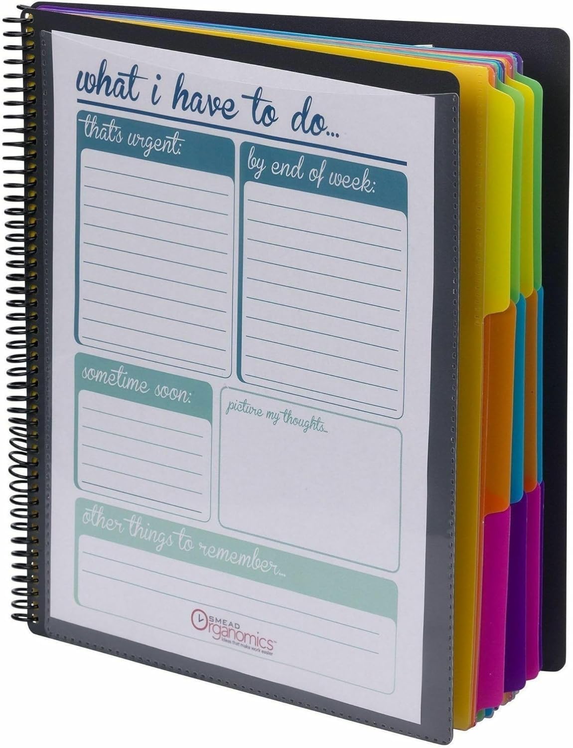 Smead Project Organizer, 24 Poets, Grey with Assorted Bright Tabs, Tear