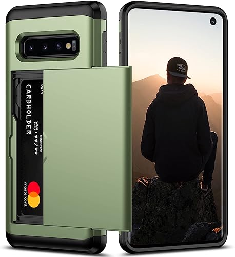 Nvollnoe Funda para Samsung S10 con tarjetero de 62 pulgadas doble capa resistente protector para Galaxy S10 ranura para tarjetas funda delgada para