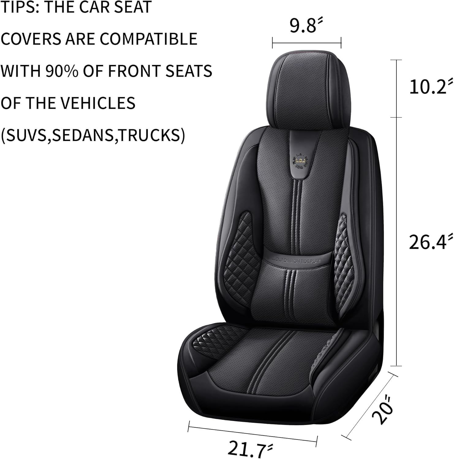 Car Seat Covers Full Set, Black Seat Cover for Cars Compatible Airbag, Easy Install Luxury Leather Automotive Seat Covers with Lumbar Support, for Car, Truck, SUV, Black Full Sets Black image 2 of 9 B0DNSJP7QF