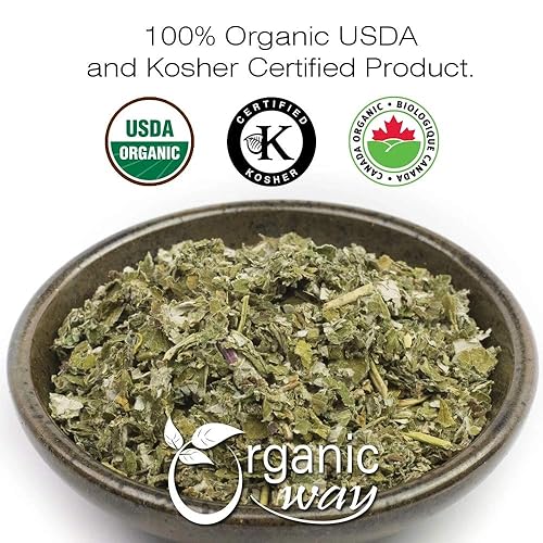 Miniatura 2 de Organic Way Hoja de frambuesa seca de primera calidad (Rubus idaeus) - Cosecha silvestre europea  Certificado orgánico y Kosher  Crudo, vegano, sin