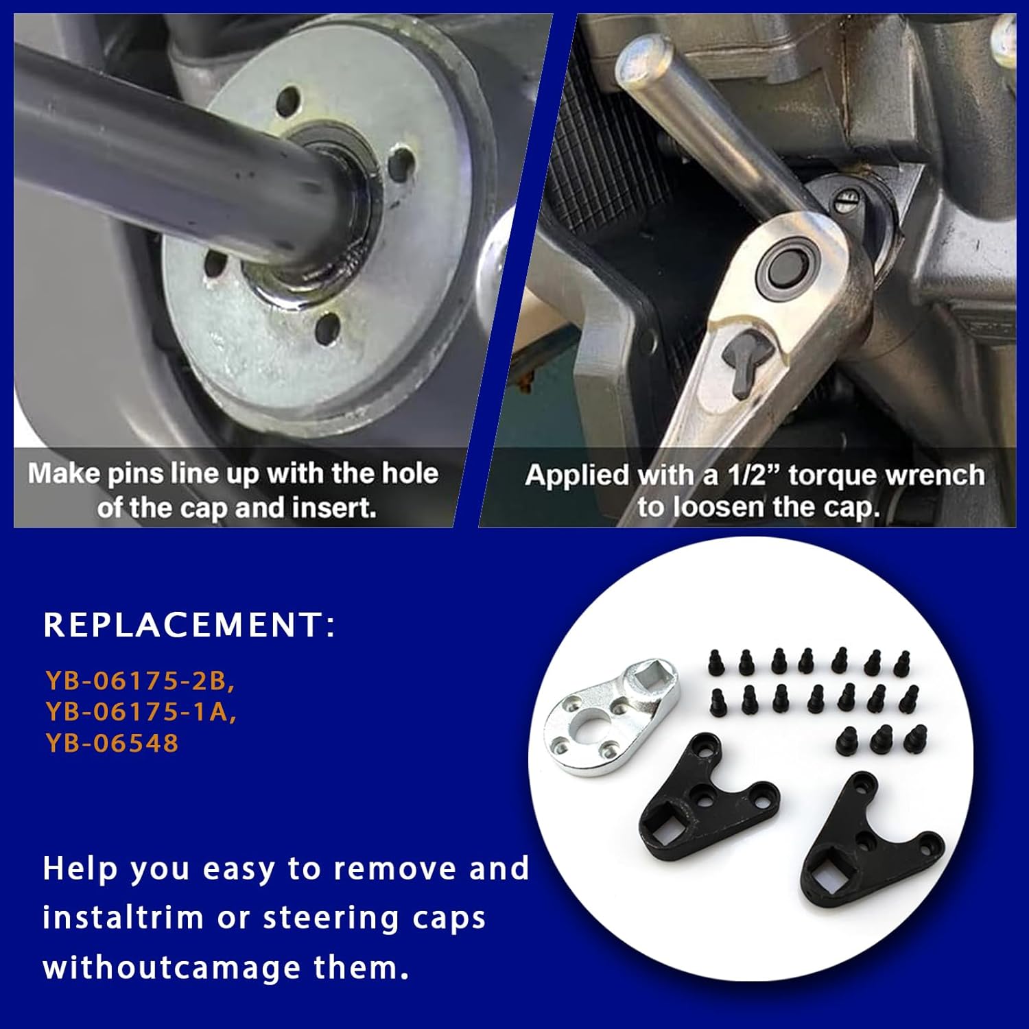 Outboard Trim Tilt Pin Wrench Tools Set MT0004 & MT0006 & MT0009 fit for Yamaha Suzuki Johnson Evinrude, Remove Trim/Tilt Caps or Seals on Hydraulic Steering Cylinders (3 sets)