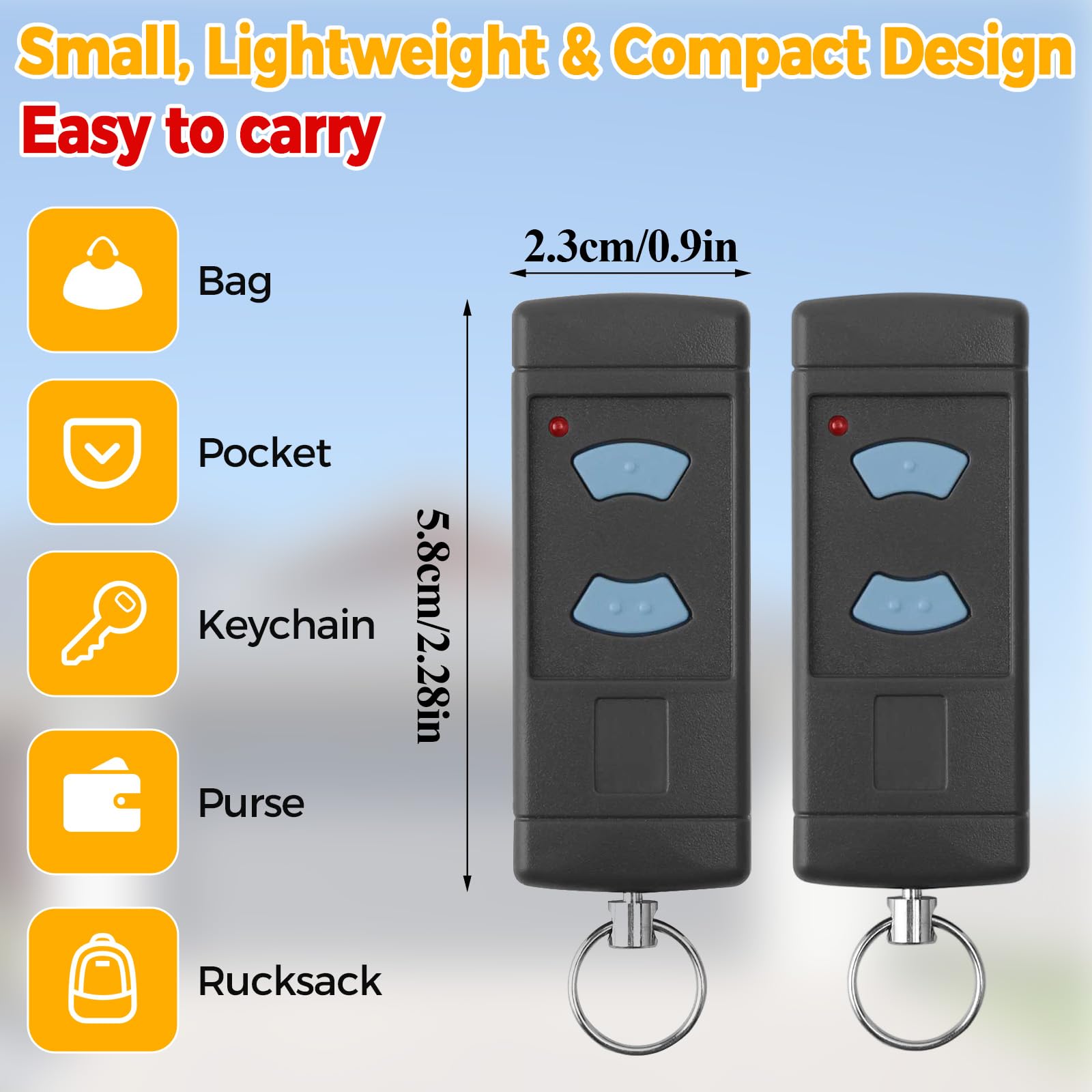 Lot de 2 télécommandes universelles pour porte de garage HSM4 HSM2 868 MHz - Pour ouvre-porte de garage