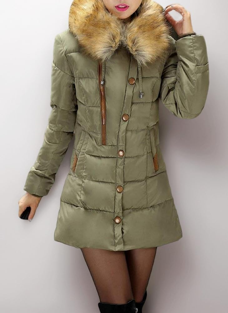 Winter Saving Womens Winter Coat Puffer Jacket Warm Pocket Coat Turn Down Collar Long Jacket Winter Down Parkas