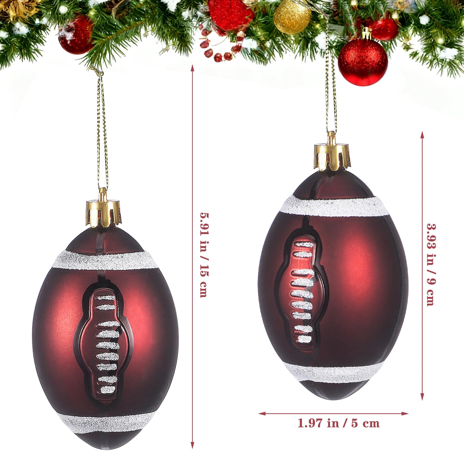 Lot de 18 boules de décoration pour sapin de Noël - Décoration de football - Bibelots pour maman - Jouet de Noël - Mini boule de Noël - Accessoires pour sapin de Noël
