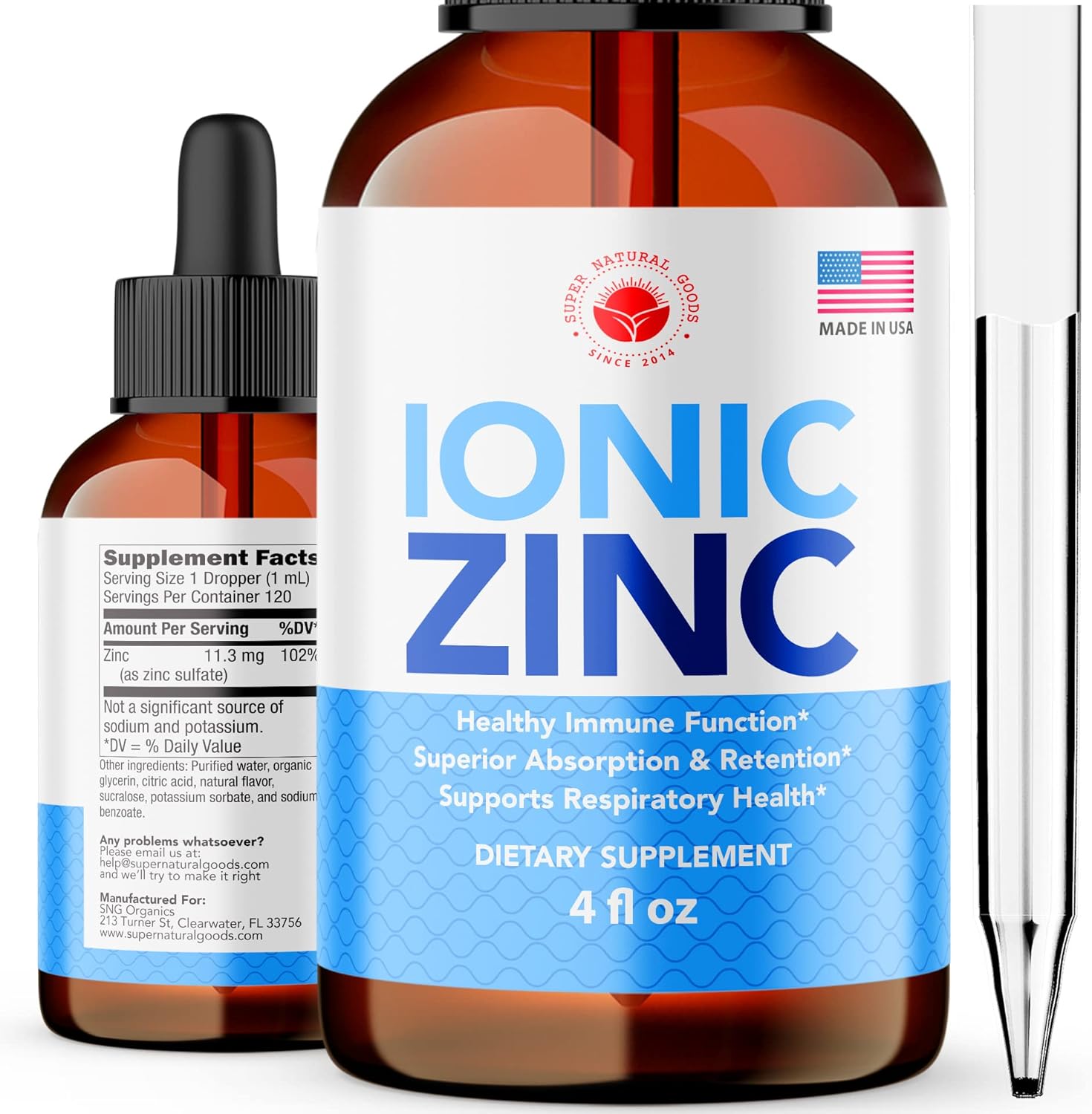 Ionic Liquid Zinc Drops for Sensitive Stomach (4oz) Boost