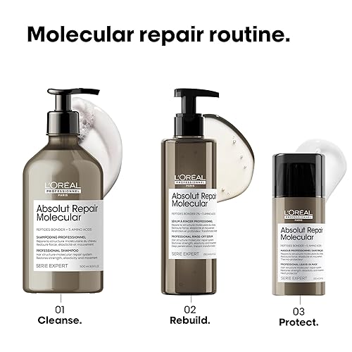 Miniatura 7 de L'Oréal Professionnel Absolut Repair Molecular Hair Care Set  Champú, suero y protector térmico  Para cabello dañado extremadamente seco  Unión