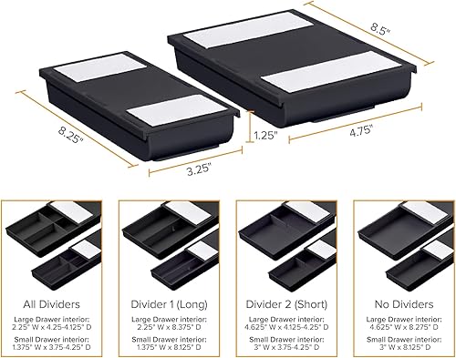 Miniatura 6 de Bostitch Konnect - Cajón para debajo del escritorio, organizador de almacenamiento autoadhesivo deslizante con 4 divisores personalizables, paquete