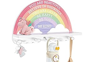 Unicorn Shelf for Girls Room: Rainbow Decor and Boho Wall Mount