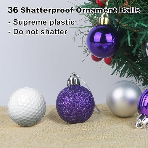 Vista 815 de 18 esferas medianas decorativas navideñas para árbol de Navidad, inastillables, para colgar, color púrpura, 2.5 pulgadas, paquete de 18