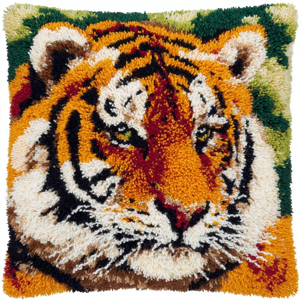WallustrioaW Latch Hook Pillow Kit,Animal Tiger