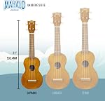 Mahalo Ukuleles Kahiko Series Soprano Learn 2 Play Ukulele Transparent Wood with Accessory Pack, Brown