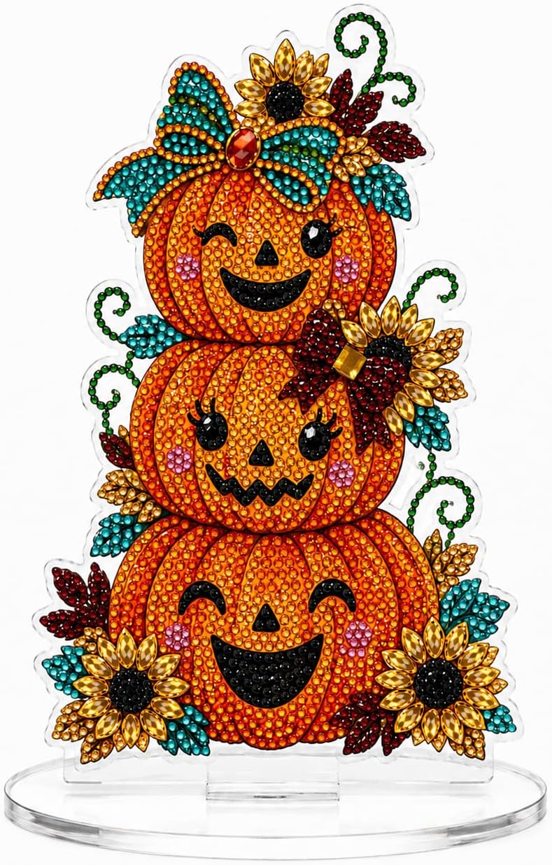 Halloween Pumpkin Diamond Painting Kit for Adults,Acrylic Tabletop Ornament