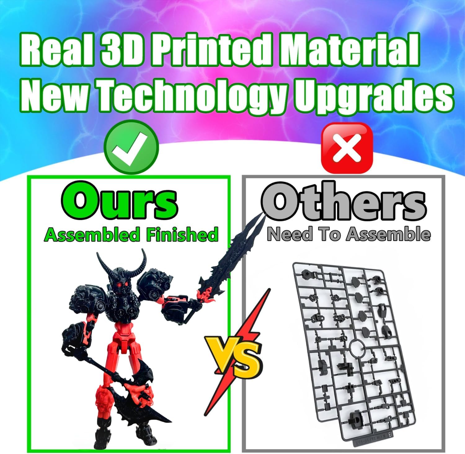 Titan 13 Action Figure,Assembly Completed 3D Printed T13 Multi-Jointed Movable Robot with Full Articulation, Lucky 13 Nova 13 Dummy 13 (Red Black) - Image 3
