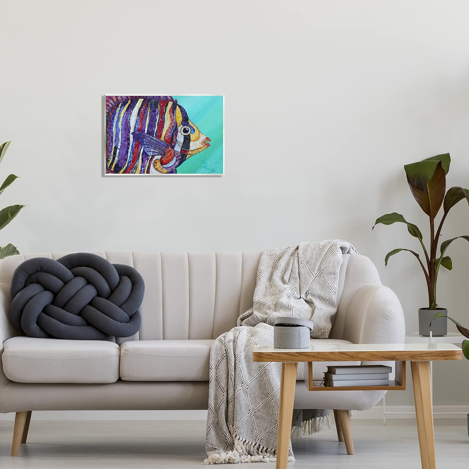 Stupell Industries Broad Fin Varied Layered Stripes Aquatic Fish Design Wood Wall Art, Design By Lisa Morales