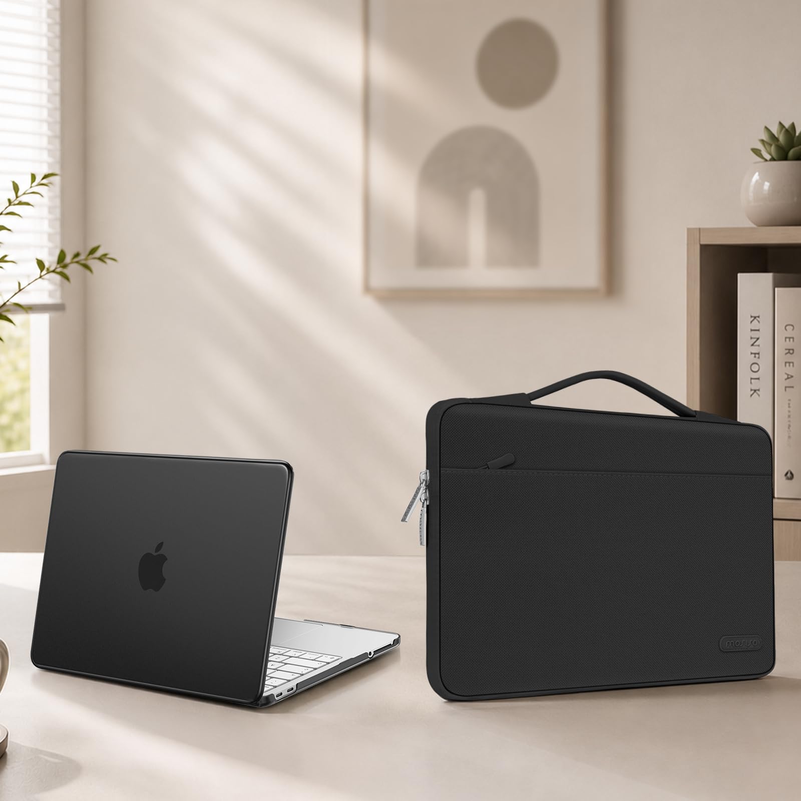 MOSISO Funda Compatible con MacBook Neo 13 Pulgadas A18 Pro 2026 A3404, 5 en 1 Resistente Arañazos Funda Protectora Rígida&Bolsa Portátil&Tapa Teclado&Pantalla Protector&Cámara Web,Negro