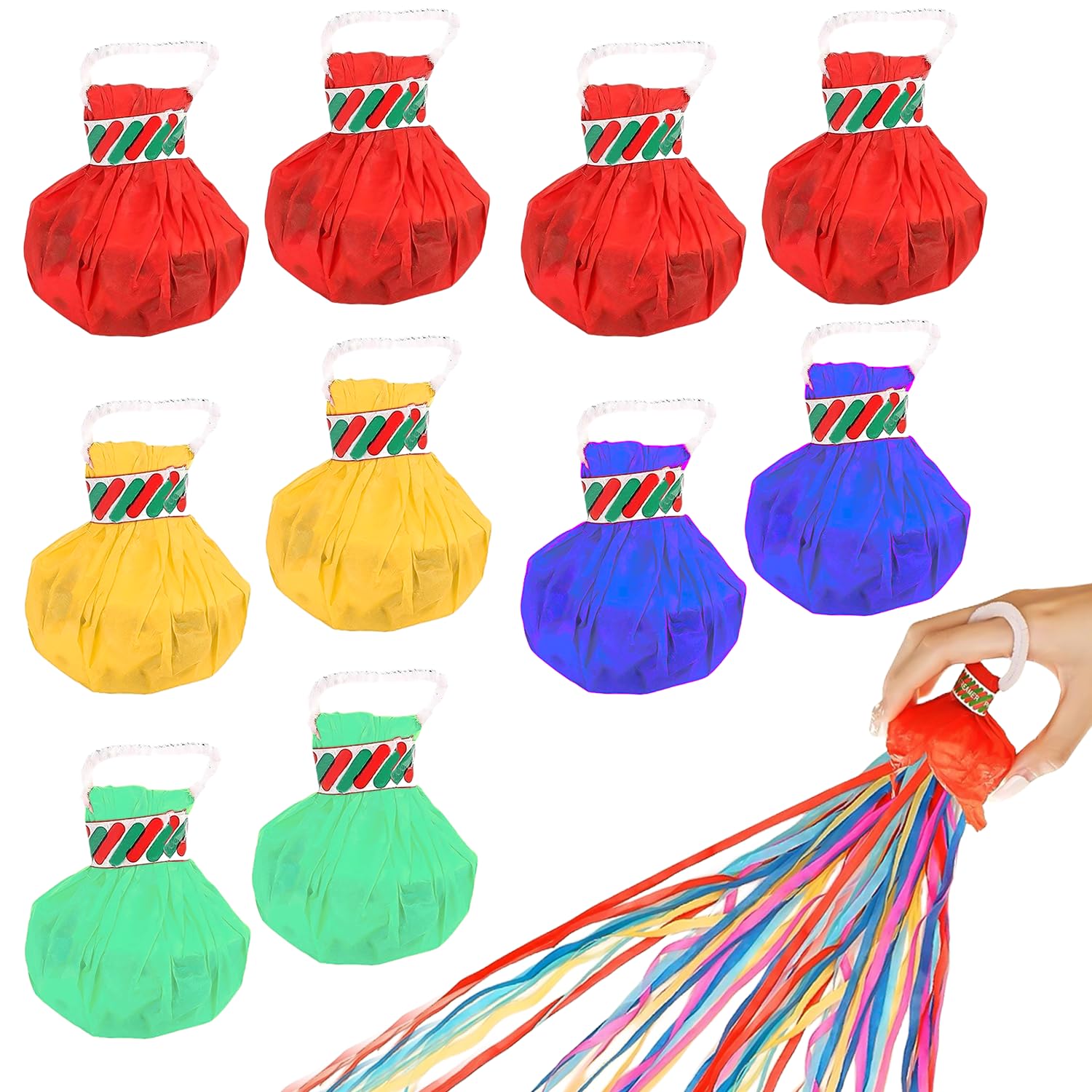 TOATELU 10 serpentinas para lanzar bombas, serpentinas de mano, serpentinas de confeti, serpentinas para fiestas, cumpleaños, bodas, fiestas, actuaciones mágicas