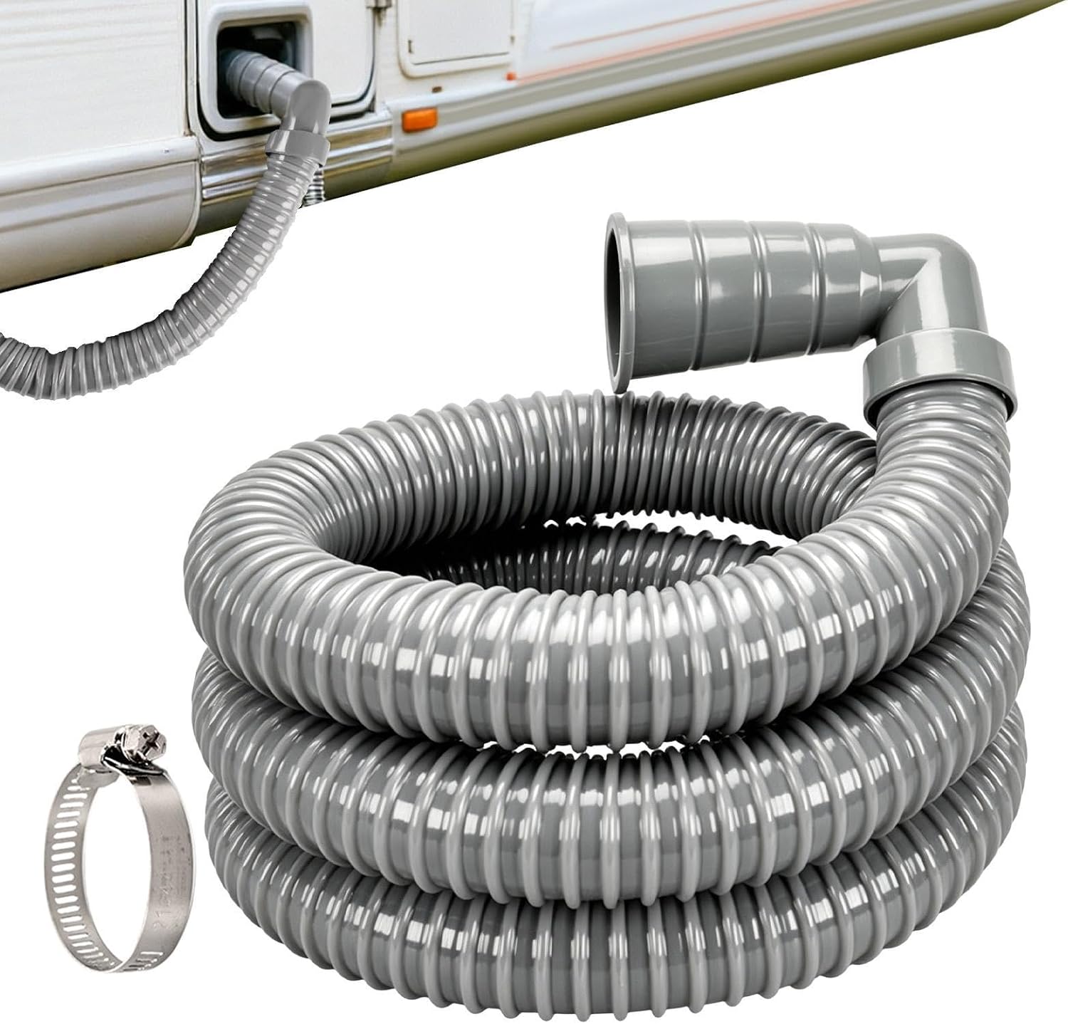 Camper Sewer Hose, Foldable Pipe Line, Leak-Proof RV Dump Hose, for Trailer Motorhome Outdoor Camping Travel Boat Marine