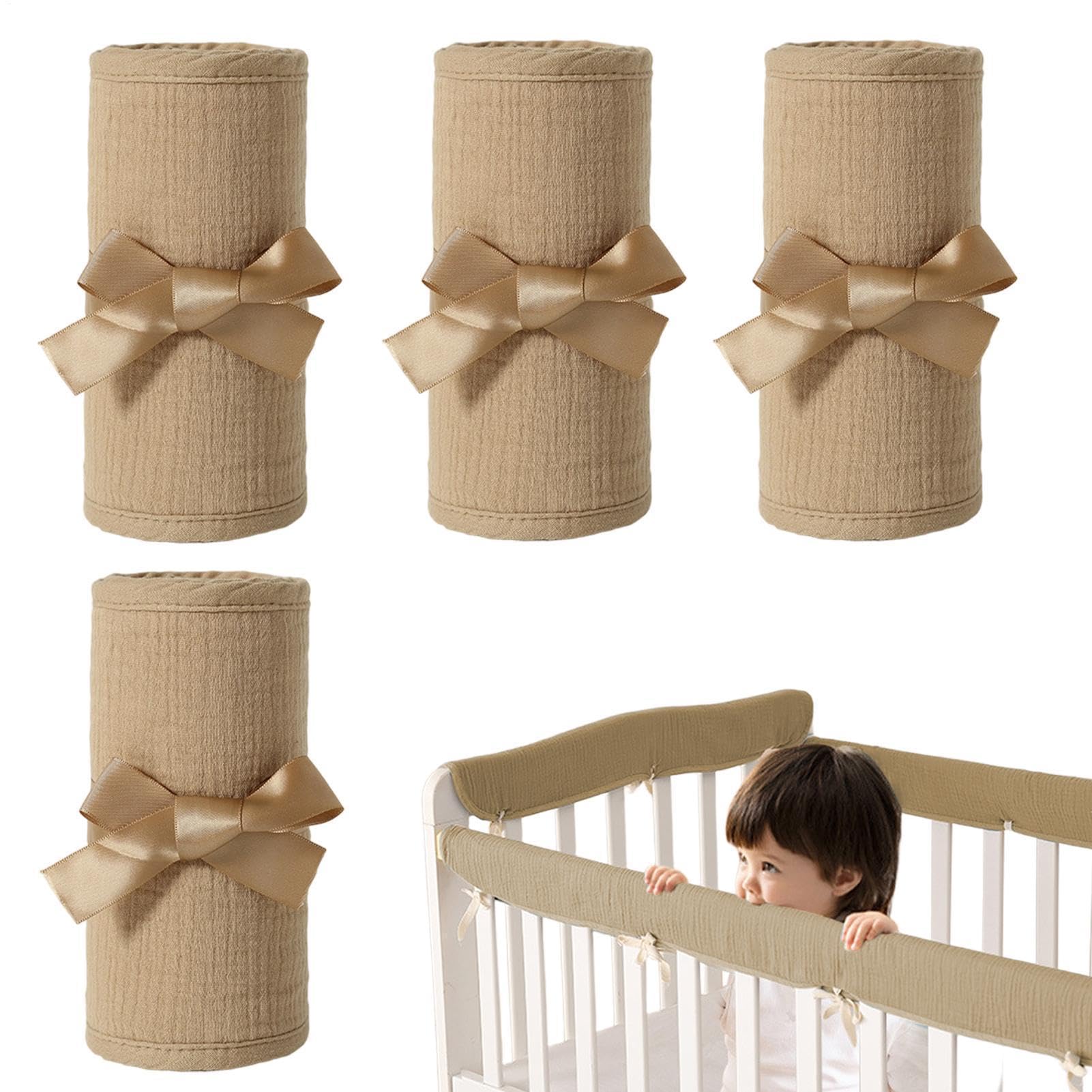 Protezione dentizione per lettino, in garza di cotone, traspirante, 2 pezzi, regolabile | Paracolpi per lettino per bambini, per soggiorno, cameretta dei bambini, stagioni calde, griglia di protezione per il letto