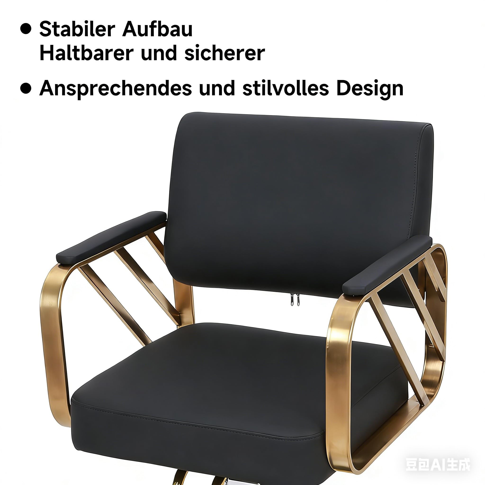 Bruce & Shark Klassischer Friseurstuhl 360° Drehbar Verstellbar Mit Hydraulikpumpe, Edelstahlrahmen, PVC Leder Polster