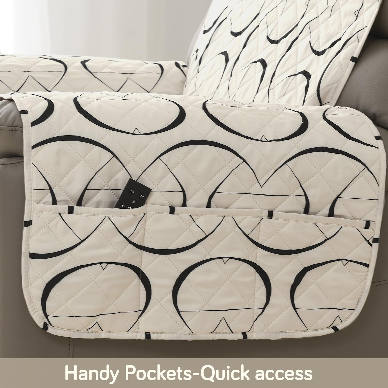 HOKIPO Recliner Mat - Waterproof Beige Abstract -3