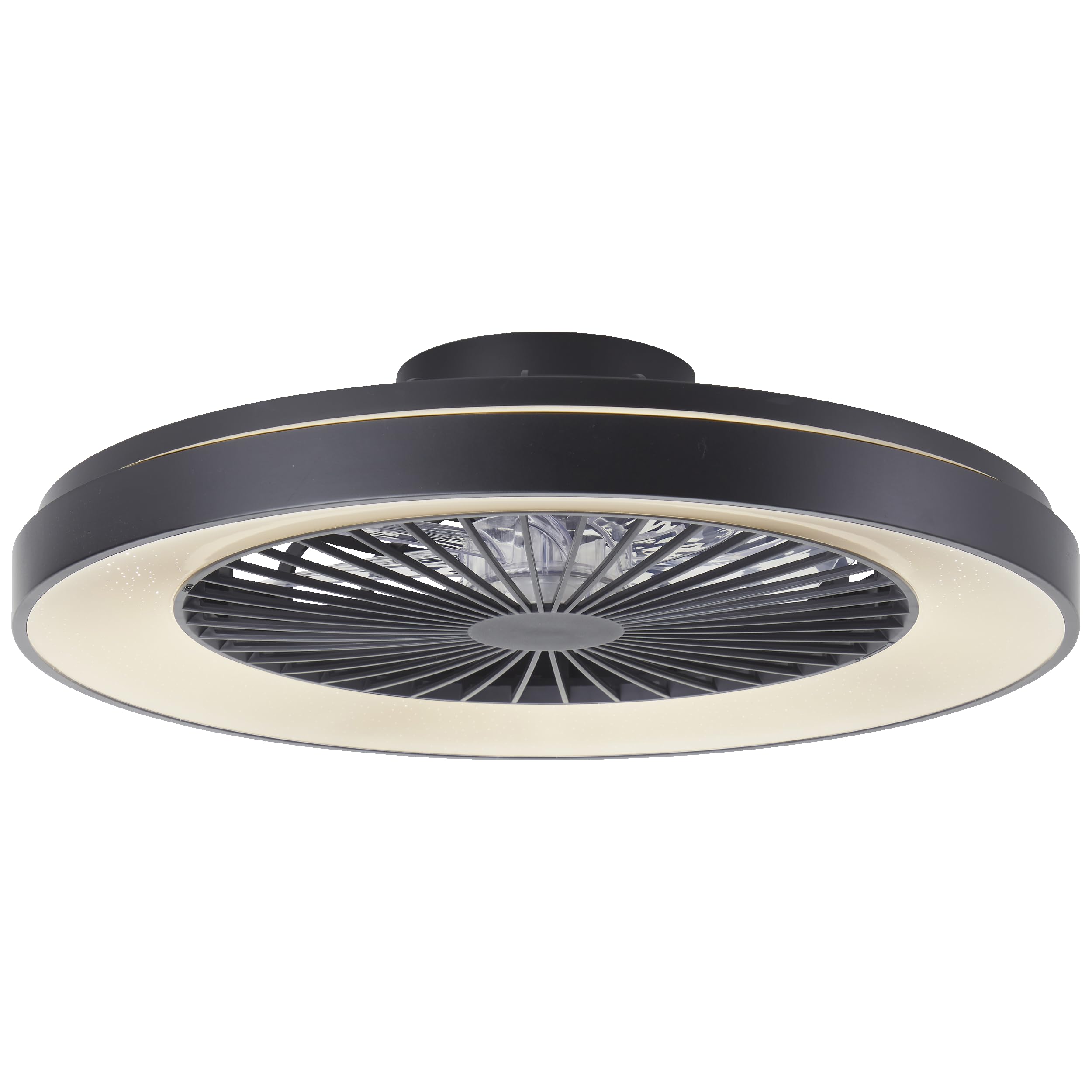 Lightbox LED Deckenlampe mit Ventilator & Fernbedienung - 15 cm Höhe, Ø 58 cm - schwarze Deckenleuchte & RGB & CCT (3000-6500 K) & Nachtlicht - dimmbar - 55 W, 6800 lm - aus Kunststoff