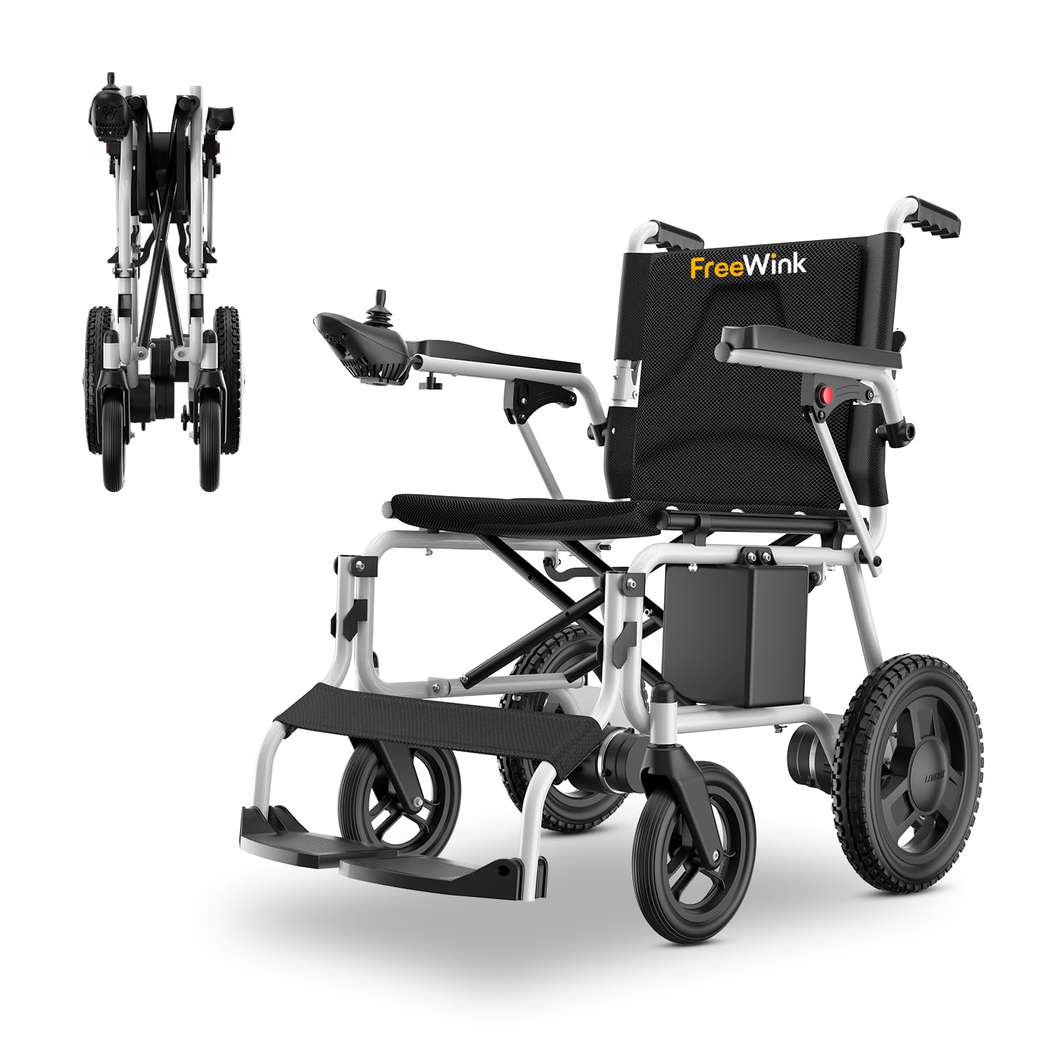 Elektrischer Rollstuhl mit 20km Reichweite,16.8kg Rollstuhl Elektrisch Faltbar Schmal Rollstuhl für Wohnung & Reisen, 125kg Tragkraft für jedes Gelände geeignet