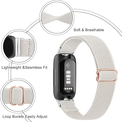 Miniatura 10 de VANCLE Bandas elásticas para Fitbit Inspire 3 bandas para mujer, transpirable, ajustable, de repuesto, elástica, de nailon, correas deportivas