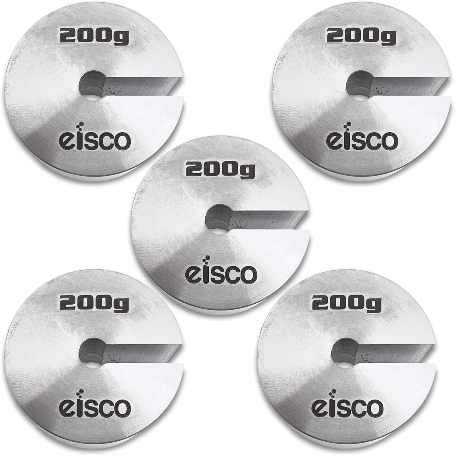 Eisco Labs - 200g Stainless Steel Slotted Mass – Durable Precision Weight with 1.5" Outer Diameter, Slotted for Lab, Physics & Educational Use, Single Pack