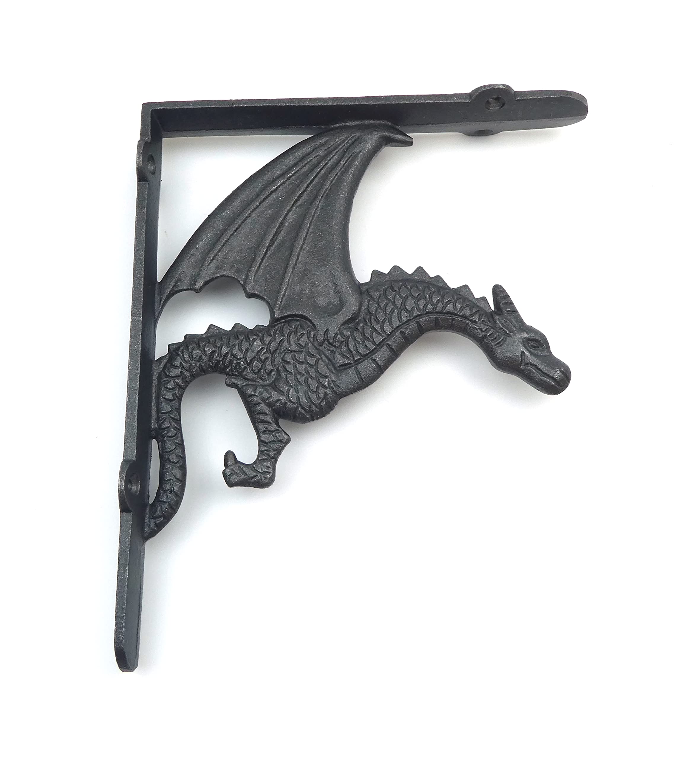 Coppia di staffe per mensole in ghisa con drago alato, 180 mm x 210 mm