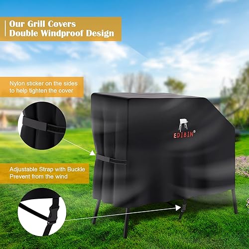Miniatura 3 de Cubierta de parrilla de 22 pulgadas para parrilla Blackstone de 22 pulgadas y 17 pulgadas con capucha y soporte, cubierta de parrilla se adapta