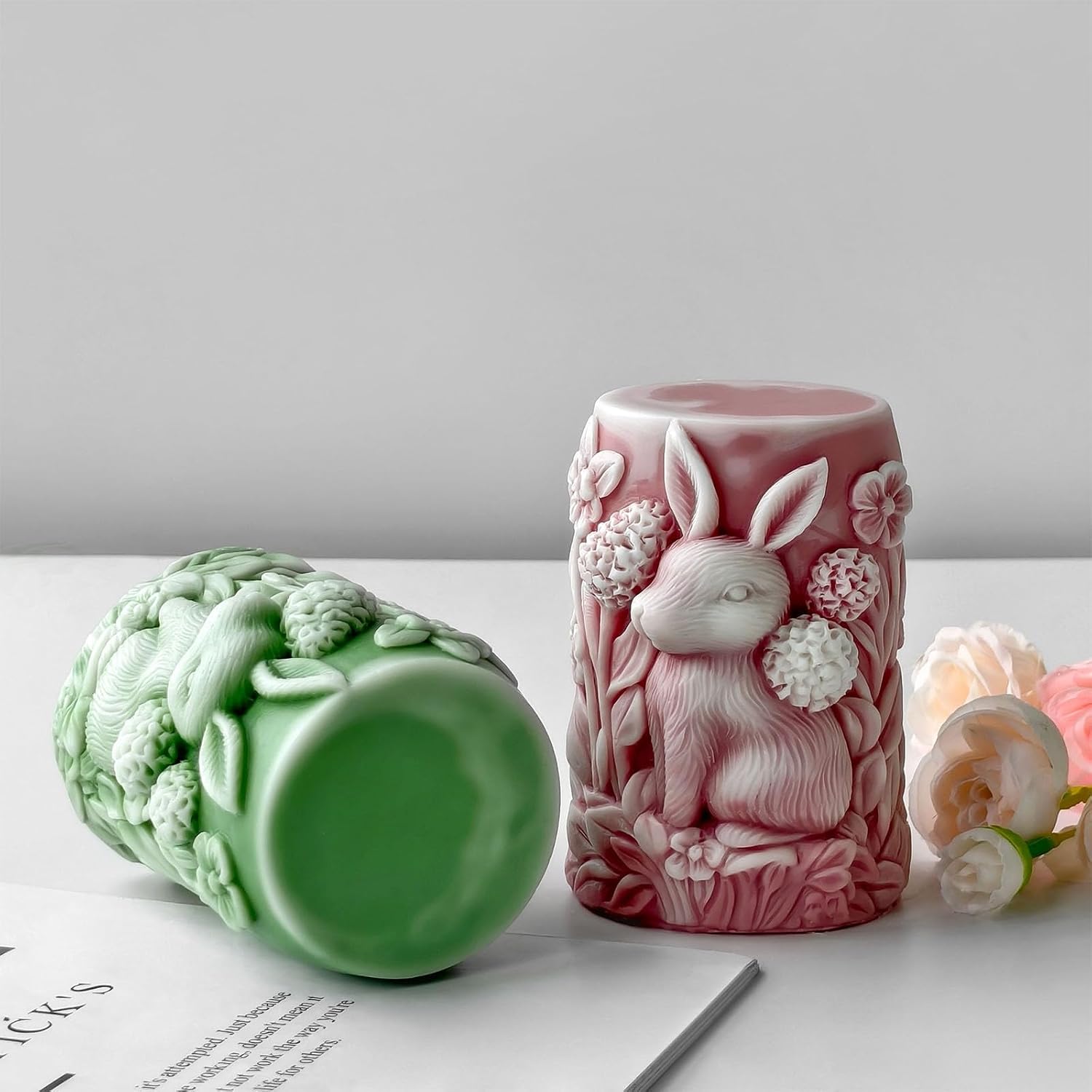 Easters Rabbits Silicone for Cylindrical Shape Detailed Embossing Multipurpose Crafting Tool Making